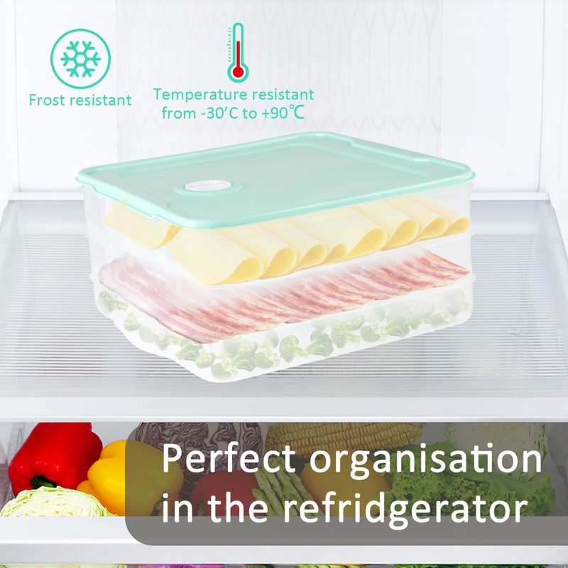 Gzsekken Cheese Storage Container,3 Layer Cold Meat Dish,Fridge Organiser for