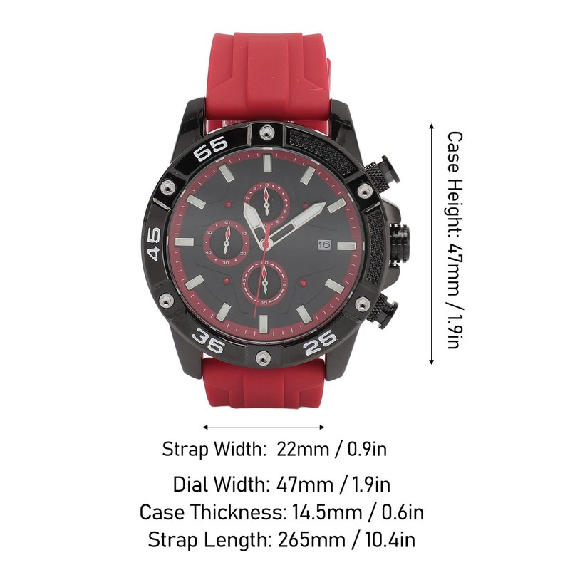 Waterproof Chronograph Watch Fashion Casual Mechanical Silicone Calendar Business Watch