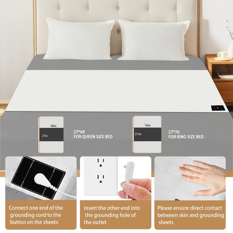Grounding Sheets Queen, Grounding Bed Sheets for Grounding with 10%
