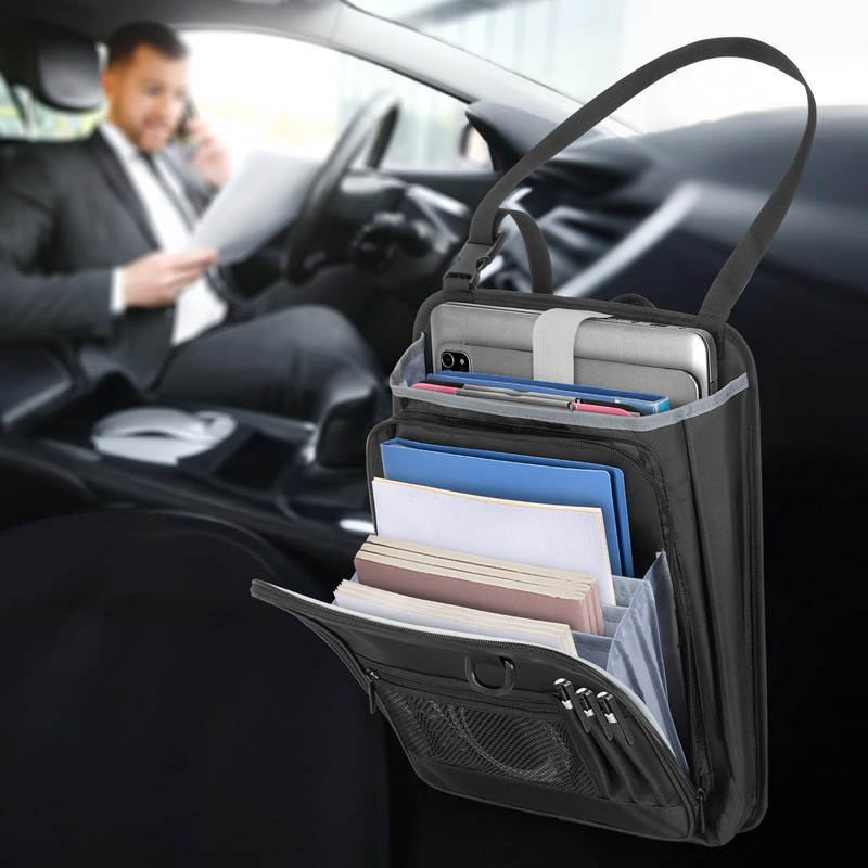LUXJA Car Front Seat Organizer with Accordion File Pocket, Passenger