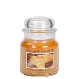 Village Candle Warm Buttered Bread Medium Glass Apothecary Jar Scented Candle, 13.75 oz, Brown, 13 Ounce