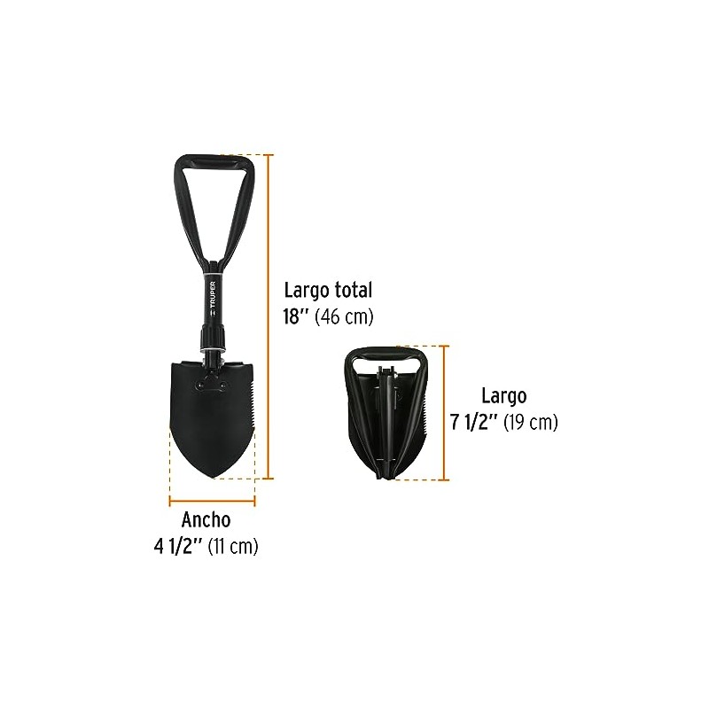 Truper PLE-18, Pala Plegable, 18", Fabricada en Acero