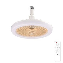 LEDESIGN Intelligent Ceiling Fan Light, E26/E27 Socket Fan Light, with Remote Control, 3-Speed Fan, Adjustable Brightness from 3000-6500K, Very Suitable for Bedroom, Kitchen, Bakery, Wardrobe