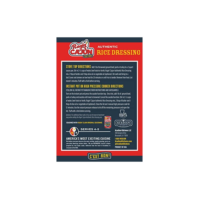 Ragin Cajun Rice Dressing 8oz (Pack of 6)