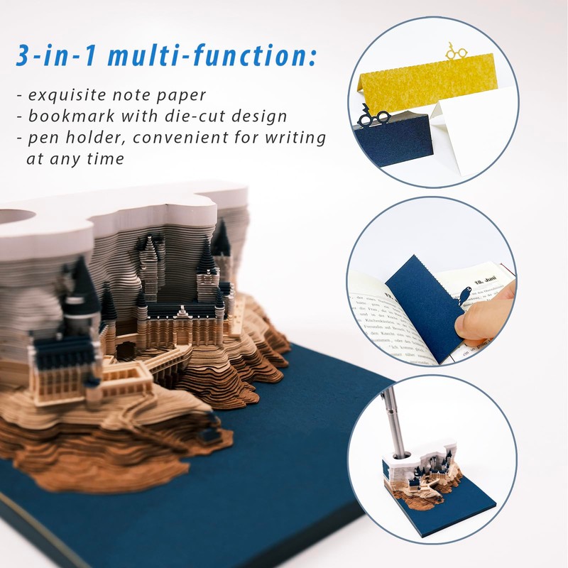 MEICHI 3D Notepad, Non-Glued, 3D Castle Model Paper Art with
