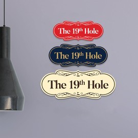 Signs ByLITA Designer The 19th Hole Sign (Black Gold) - Large
