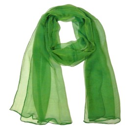 Wrapables Solid Color 100% Silk Long Scarf, Green