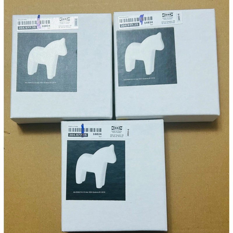 Ikea FINANSIELL Decoration Small Nordic Dala Horse, Wood White 5"