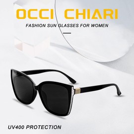 OCCI CHIARI Cateye Women's Sunglasses Block U V 400 Glasses for Women Outdoor Glasses Fashion Sunglasses Large Frame Glasses (Black)