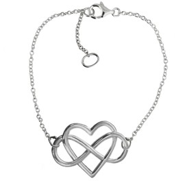 FashionJunkie4Life Sterling Silver Infinity Sign with Heart Bracelet, 8 Inches