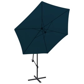 vidaXL Cantilever Umbrella – UV-Block, Wind-Escape Vent, Sturdy Steel Fittings, Crank Mechanism, Versatile Indoor/Outdoor Use – Navy Blue – 118.1-inch diameter