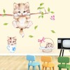 Kiddale Cute Cat Wall Decals,Removable Cat Tree Branches Butterfly Wall