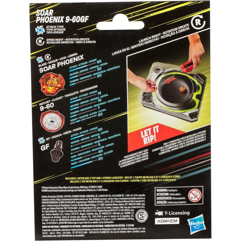 BEYBLADE X Soar Phoenix 9-60GF Deluxe String Launcher Set Right-Spinning