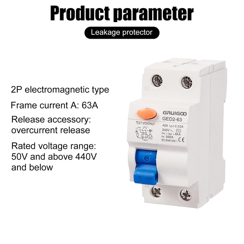 Residual Current Circuit Breaker RCD 2-Pin 40A Residual Current Circuit