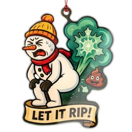 Let It Rip – Funny Snowman Christmas Ornament | Gag Holiday Decor – Hilarious Xmas Tree Ornament – Novelty Gift Idea – Stocking Stuffer – Suncatcher Effect Stained Glass Window – Car Hanging Snowgag 3