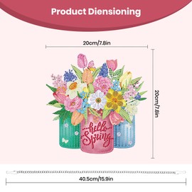 Qukle Flowers Diamond Painting Kits Hanging Pendant, Special Shaped Crystal DIY Summer Diamond Art Hanging Sign Double-Sided Pattern Gem Painting Window Door Ornament, Box Package