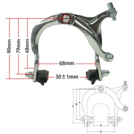 FOMTOR Bicycle Brake Set C Brake Set, Bicycle Brake Set, Bicycle Brakes with Brake Cables and Brake Levers Bicycle C Brake for Most Mountain Bikes and Bicycles, Silver
