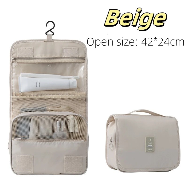 Hanging Toiletry Bag for Travel – Foldable Polyester Organizer with