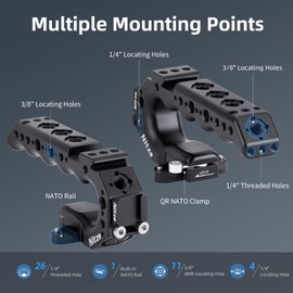 Nitze NATO Top Handle,Camera Cage Handgrip with Built-in NATO Rail, Quick Release NATO Clamp, and Cold Shoe Adapter,Multiple Mounting Points,Compatible with Video Rig (Stinger Handle) - PA28-A