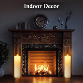 14" x 4" Large Outdoor Candles, Waterproof Flickering LED Flameless Candles with Timer, Battery Operated Candles with Remote Control Realistic Fake Pillar for Patio Porch Lanterns, Ivory 1 Pack