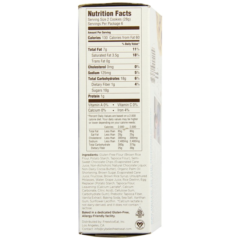 Cybele's Free to Eat Cookies, Chocolate Chip, 6 Ounce