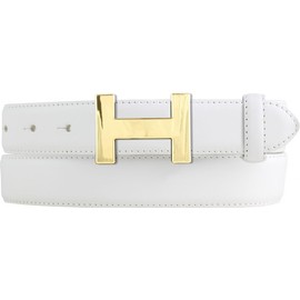 BELTINGER Hella High-Quality Women's Belt Made of Full Cowhide Leather 3.0 cm | Cambered Leather Belt Women's 30 mm | Women's Belt Made in Italy, White, Gold