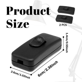 2PCS Lamp Switch Resistant to Aging Easy to Install Practical Inline Switch Resistant Wear and Heat Compact Impact Resistance in Line Switch for Lamps for Desk Lamps Bulbs Small Appliance