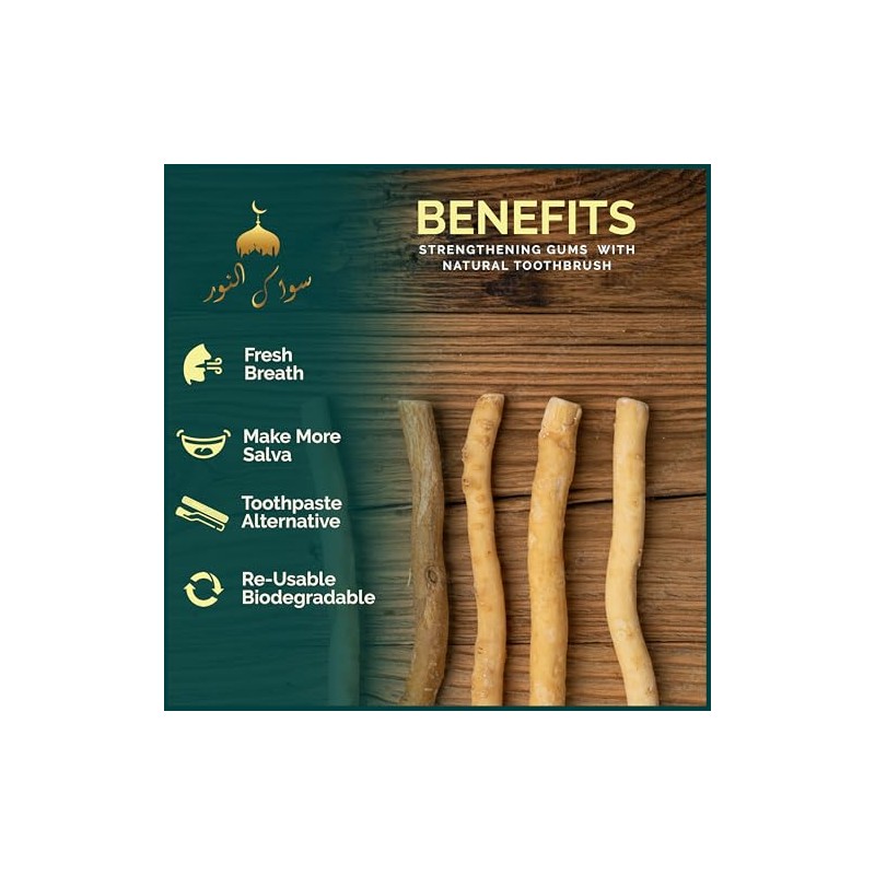 Paquete de 12 palitos de Miswak para dientes con soporte
