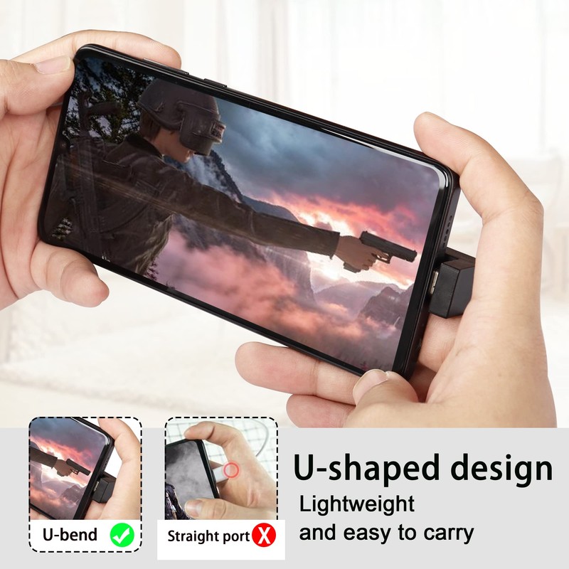 QIANRENON U-Shaped USB C to USB 3.1 Adapter 180 Degree