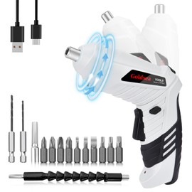 Goldsea Electric Screwdriver, Small, 4N.m, Forward and Reverse Switching, 4.2 V, Deformable Handle, Driver, Electric, 2,000 mAh, Type-C Charging, 80 Minutes of Continuous Usage, 10 Bits, LED Light, Cordless Charging Driver, Lightweight, DIY Furniture Ass