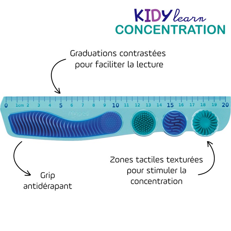 Maped - Kidy Learn Concentration Ruler 20 cm 2-in-1 Ruler