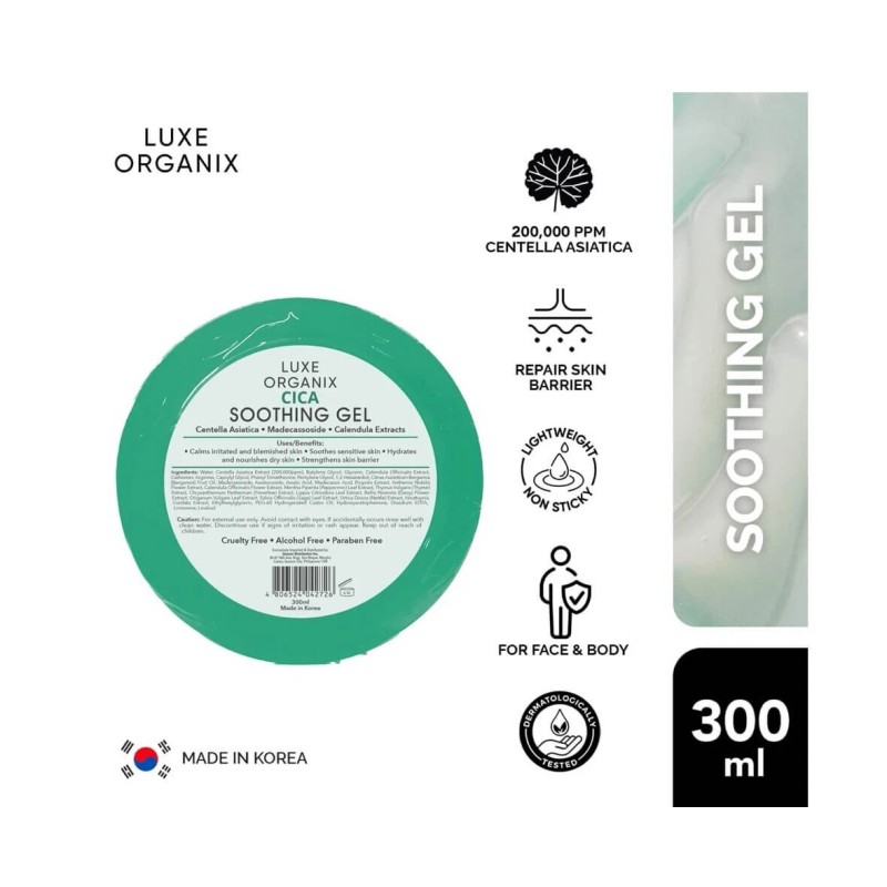 LUXE ORGANIX Cica Soothing Gel 300ml for Sensitive Skin