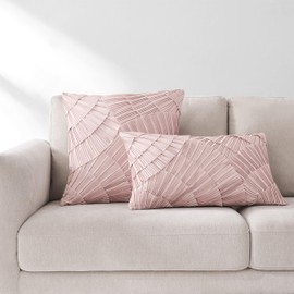 Lush Decor x Chuks Collins Eira Decorative Pillow Cover Single 20" W x 20" L Dusty Pink - 20x20 Pillow Cover - Textured Pink Throw Pillows for Bed, Couch or Chair - Luxury Home Decor