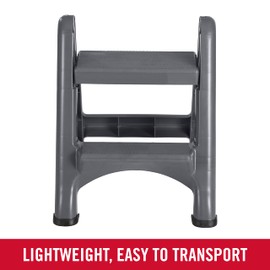 Rubbermaid Two-Step Folding Foot Stool 14-Inch High Gray 300-Pound Capacity Small Step Stool for Adults/Kids for Use in Library/Kitchen/Bathroom/Garage/Closet