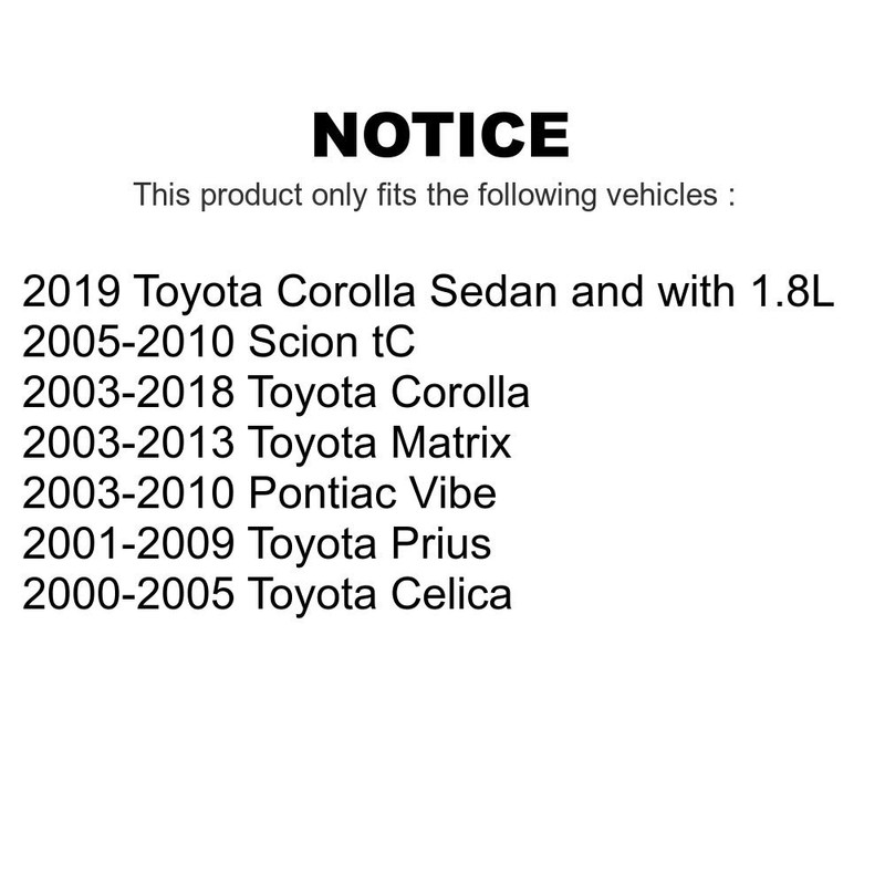 Rear Suspension Strut Shock Mounting Pair Replacement For Toyota Corolla