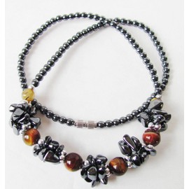 Healing Hematite Man Made Glass Beads and Hematite Clusters Necklace Available in Four Colors (Tigereye)