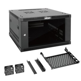 Tecmojo 6U Wall Mount Rack,6U Rack 17.7 Inch Depth,Hold Up to 176 Lbs,Enclosed Wall Mount Rack Kit for 19 Inch Network,Server and AV Gear,Glass Door(Elite Collection)