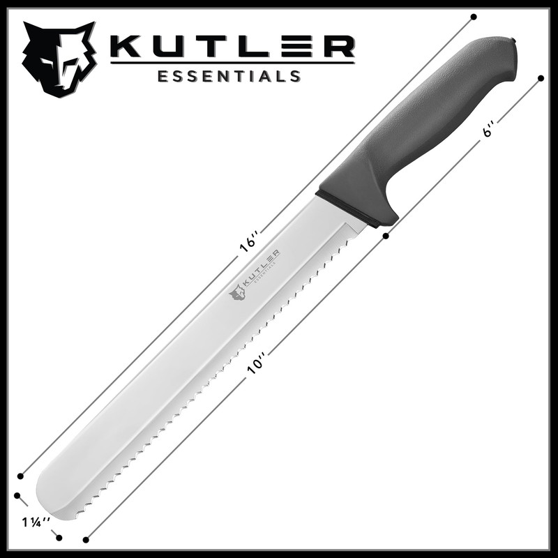 KUTLER Professional 10-Inch Bread Knife and Cake Slicer with Serrated