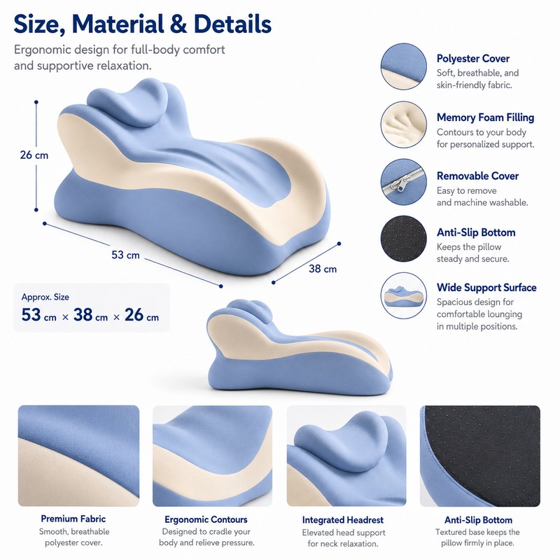 Memory Foam Reading Pillow for Bed and Sofa – 27°