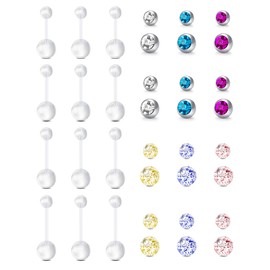 JFORYOU Pregnancy Belly Button Rings Maternity Belly Bars Flexible Plastic Long Navel Rings Retainer Piercing 14G Long Belly Button Rings for Maternity Pregnant Women