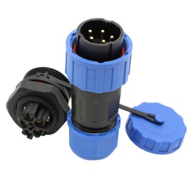 ZBLZGP TY20 5 Pin Aviation Waterproof Connector Male Female Cable Plug Socket Solder-Free Screw Connection Panel Mount Wire Cable Connector for Boat Surfboard Electrical Power 10A Wire 14AWG