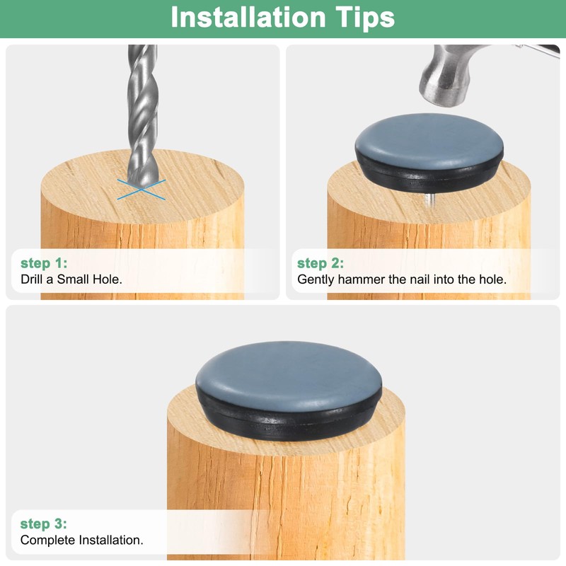 M METERXITY 24-Pack Nail on Furniture Sliders, 1" (25mm) PTFE