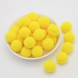 20 mm, approx. 50 pieces, colourful mini pompoms for crafts, felt balls, colourful pom pom balls, small pompoms, fluffy plush balls for decorating, sewing, DIY, creative crafts, yellow