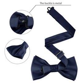 Allegra K Men's Solid Color Pre-Tied Bow Tie with Matching Pocket Square Set for Wedding Party One Size Navy Blue
