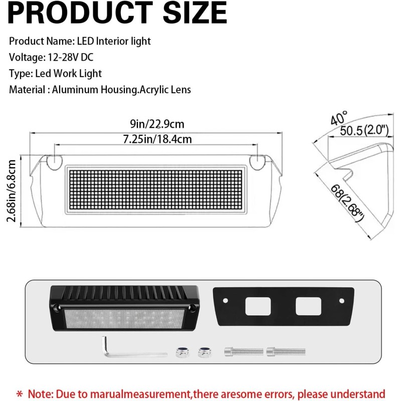 MICTUNING 1pc RV Porch Light, 9" Inch 54W 2000LM Camper
