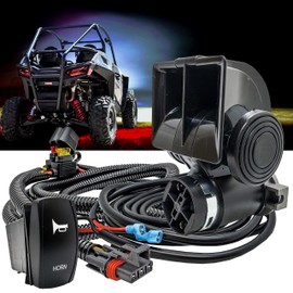 OZ-USA Air Horn 150dB with Built-In Air Compressor Plug and Play Power Busbar Plug Wire Harness Kit Compatible with Polaris Pulse Power Bus Bar RZR Turbo General Ranger Crew XPEDITION XP ADV 2018-2024