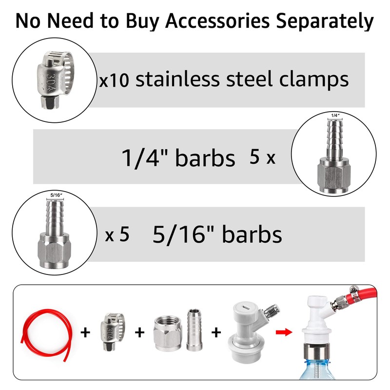 MRbrew Ball Lock Keg Fittings 5 Pairs Quick Ball Lock