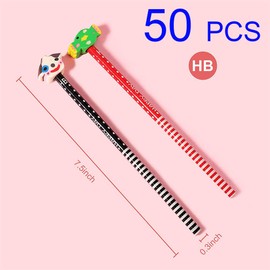 Pencil and Rubber Set 50Pcs Cartoon Cute Eraser Topper Pencils for Kids, Class Gifts for students, Party Favours Bag Filler Birthday Xmas for Boys and Girls