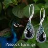 DAYLINLOVE Sterling Silver Black Onyx Peacock Earrings - Peacock Feather