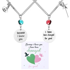2pcs Witch Friend Necklace Musical Merchandise, Because I Knew You I Have Been Changed for Good Gifts Friendship Matching Jewelry Musical Merch Movie Merch for Women Sister Friends